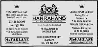 Hanrahans advert 1988
